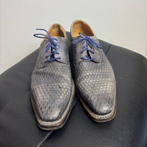 Vintage Flecs Italy Metallic Snake Brogue Oxfords EU 44 (US 11) Gray Dress Shoes
